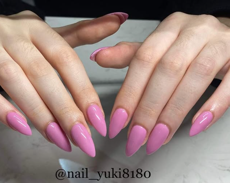 Nude pink ombre nails with gold foil accents